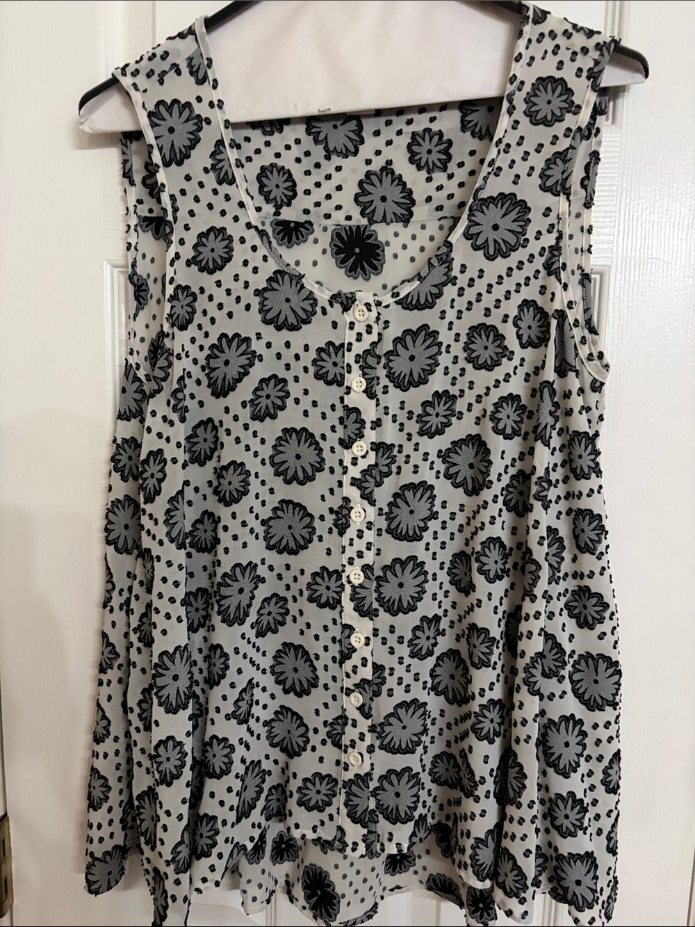 Style & Co. Black Floral Button-Front Camisole on White